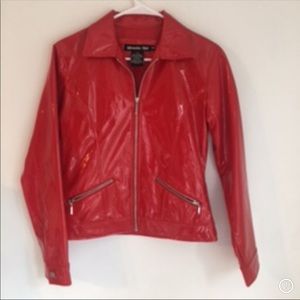 red patent leather jacket
